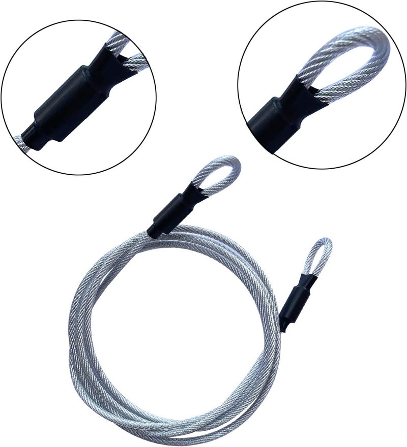 GOMRQING 4FT 5mm Security Cable Lock,Braided Steel Vinyl Coated Safety Cable Luggage Lock,Flexible Steel Cable Security Wire Rope Double Loop - Image 2